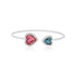 925 Colourful Hearts Rhodium  Red Blue Kada