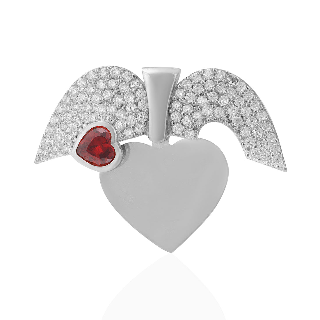 925 Crimson Heart Rhodium Plated Luminous White Heart Pendants