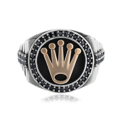 925 Crowned Warrior Sterling Silver Oxidised Ring