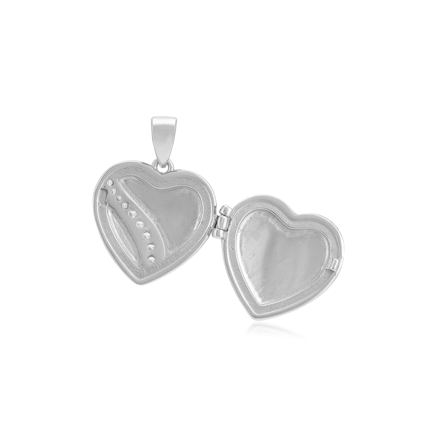 925 Crystal Heart Rhodium Plated Simple Stoned Locket Pendants