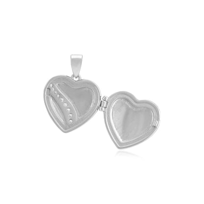 925 Crystal Heart Rhodium Plated Simple Stoned Locket Pendants