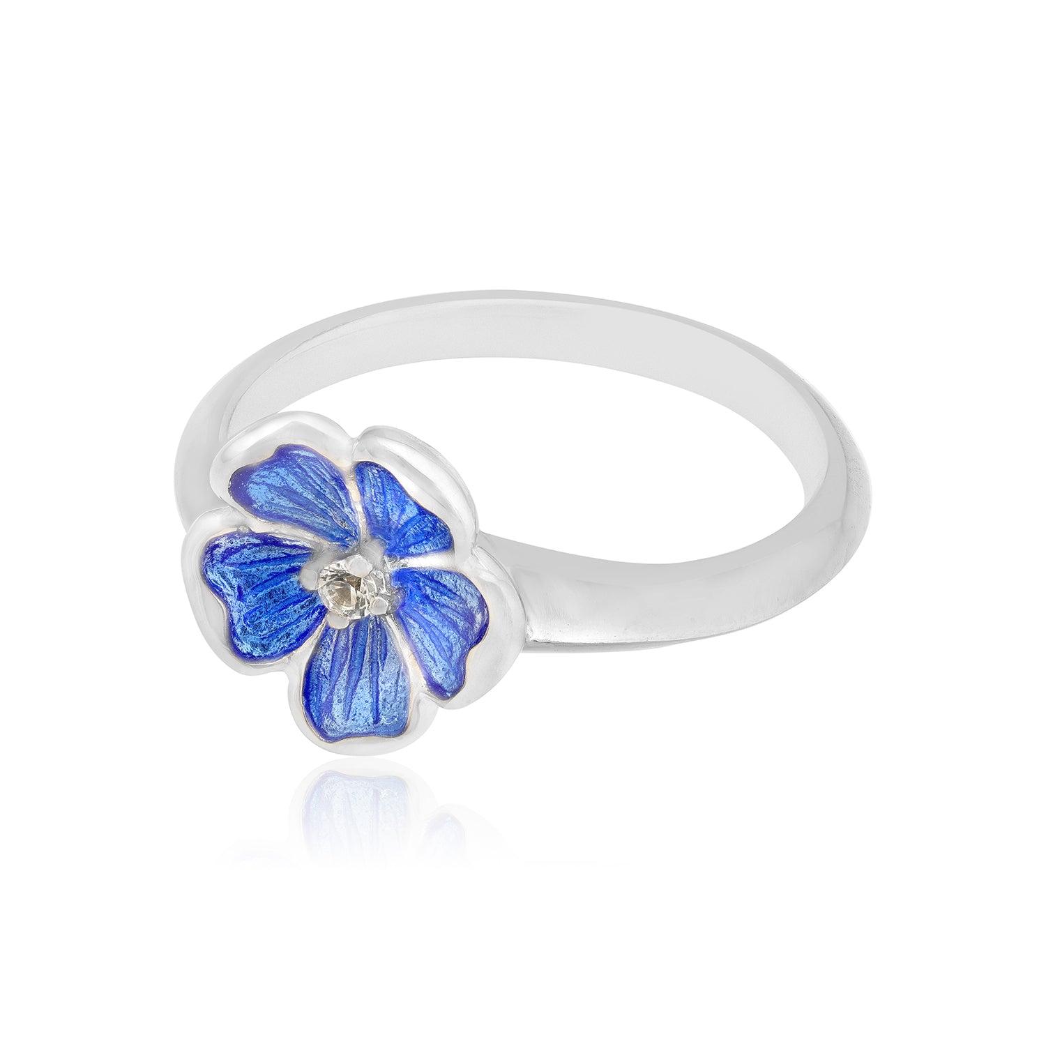 925 Blue Radiance Flower Silver Ring for Women