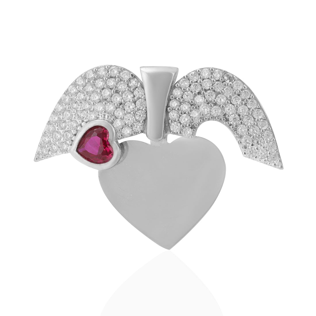 925 Maroon Desire Heart Rhodium Sparkling Pendants