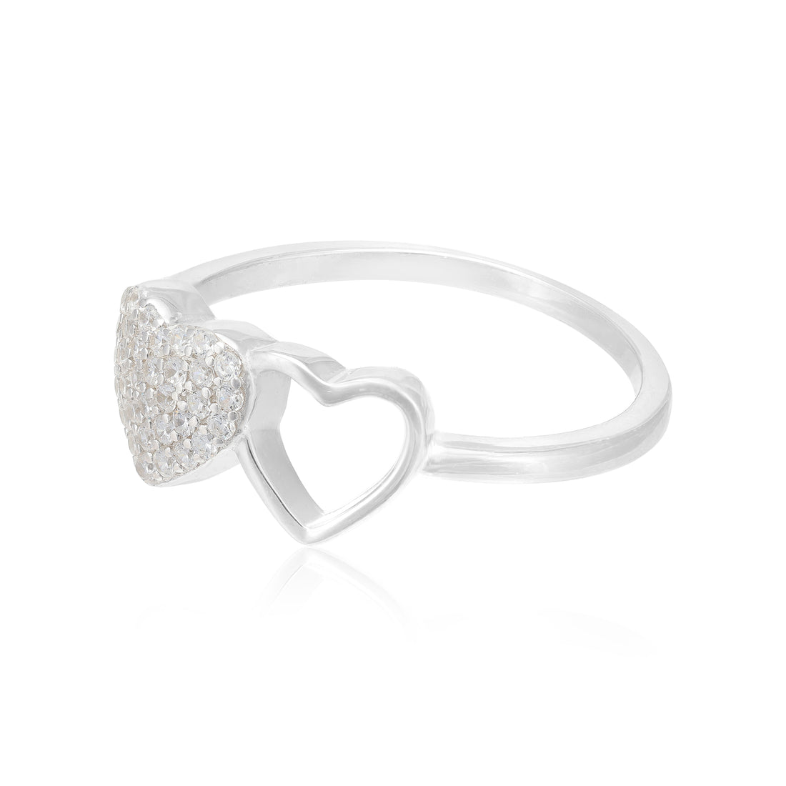 925 Double Heart Rhodium Plated  Shine Classy Ring