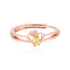 925 Double Heart Rose Gold Plated Pointed Yellow Stone Ring )