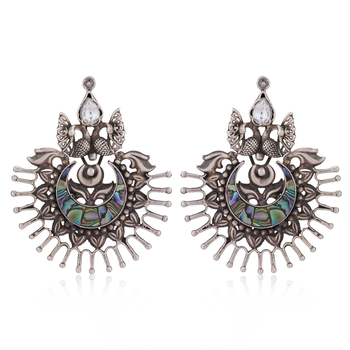 925 Duo Peacock Oxidized Earring