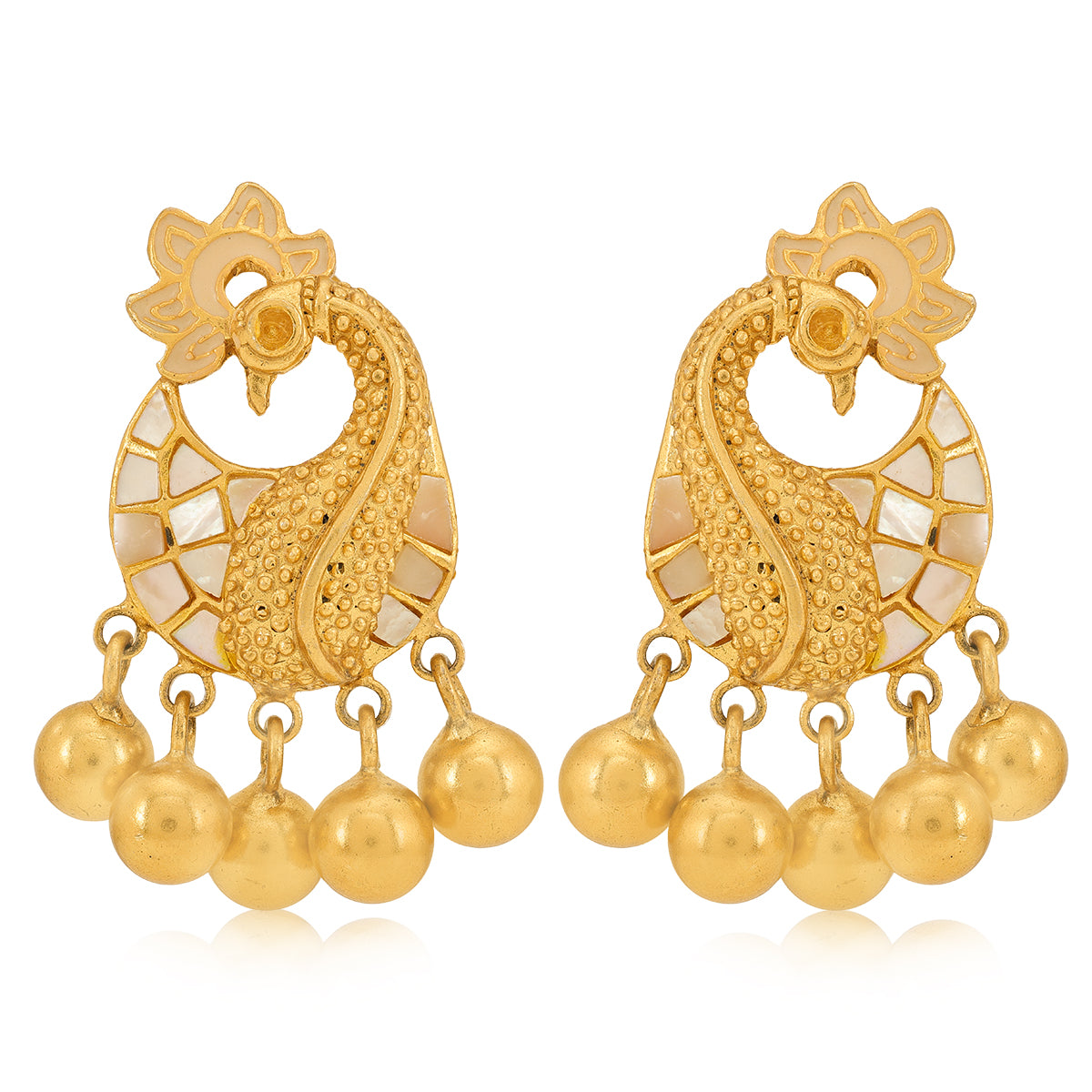 925 Elegant Peacock Gold Drops Silver Earring