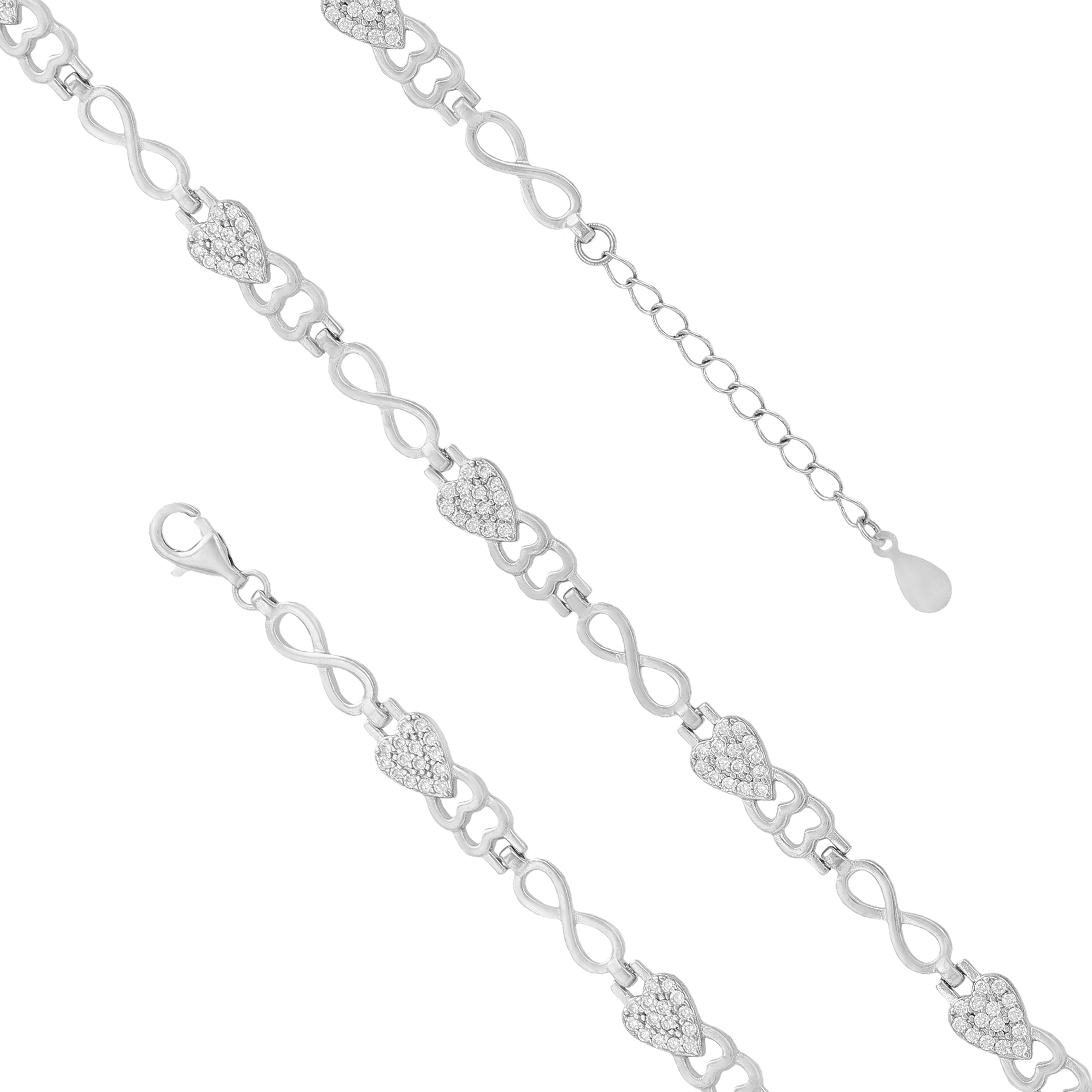 925 Eternal Hearts Rhodium Infinity Bracelet