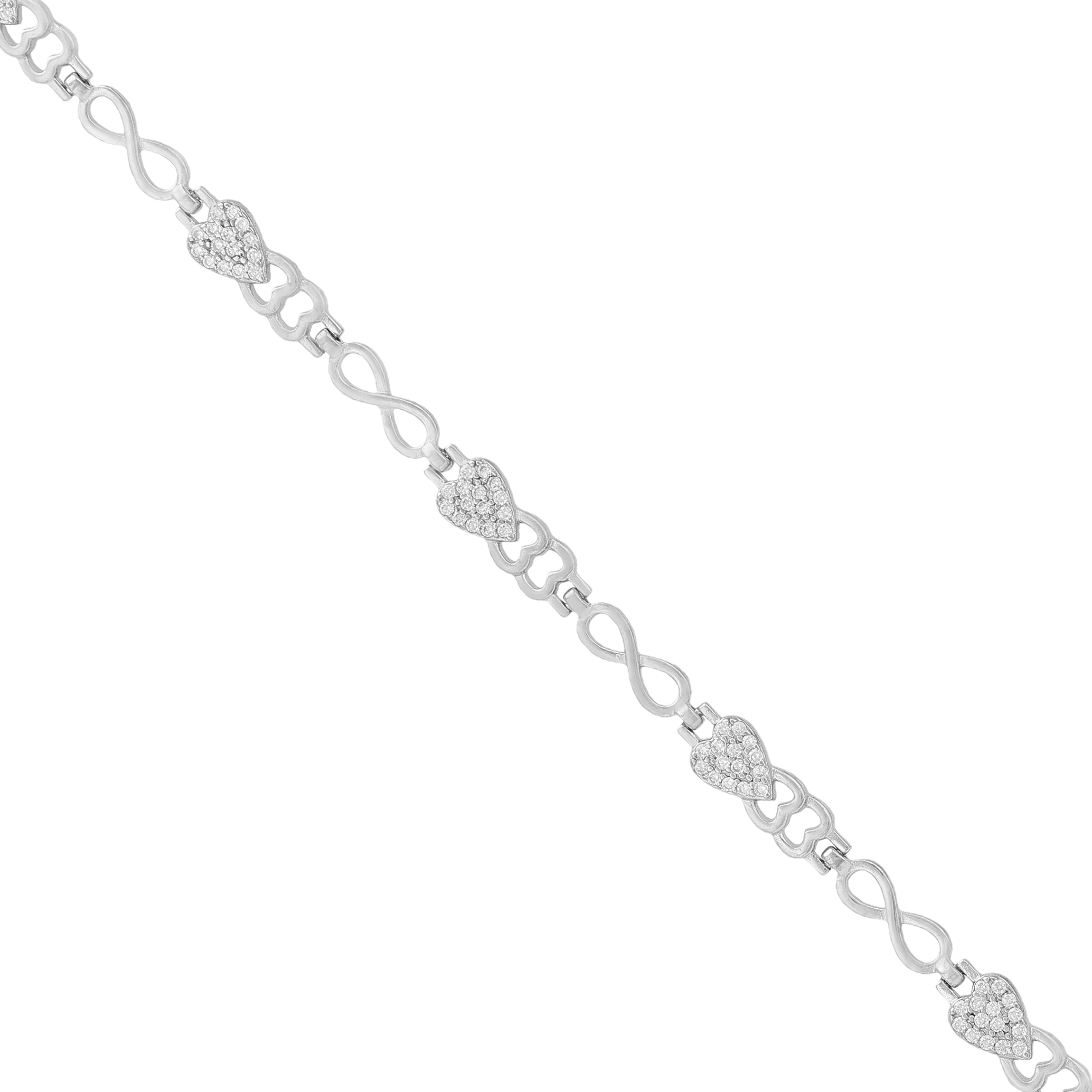 925 Eternal Hearts Rhodium Plated Infinity Bracelet