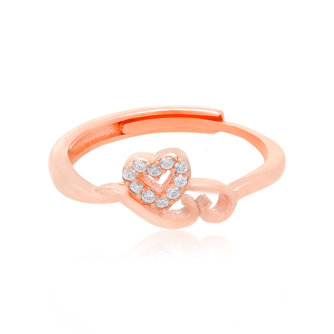 925 Eternal Love Heart Rose Gold Accent White Stone Rings