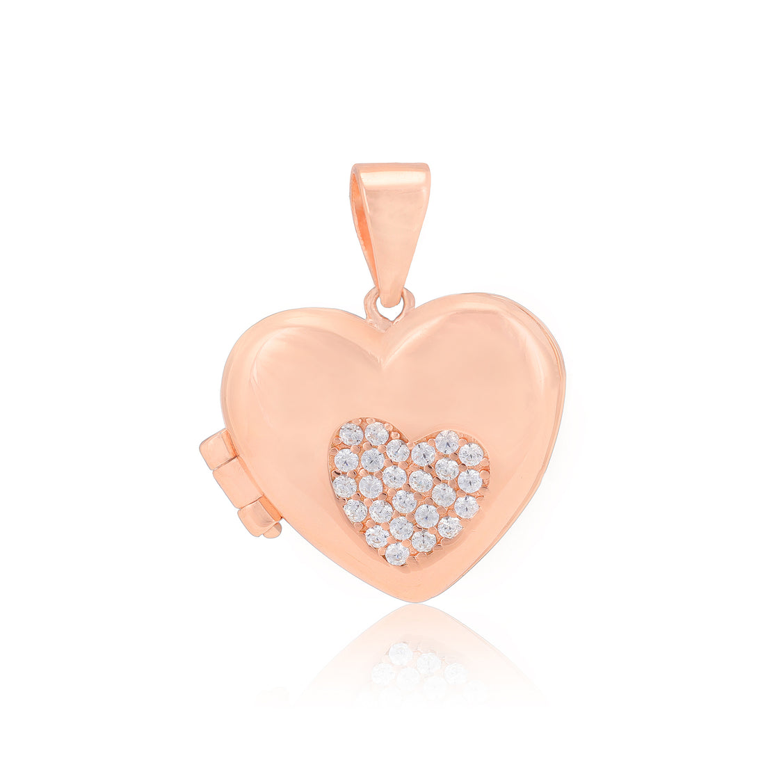 925 Ethereal Radiance Rose Gold Plated Locket Subtle Centre Stone Pendants
