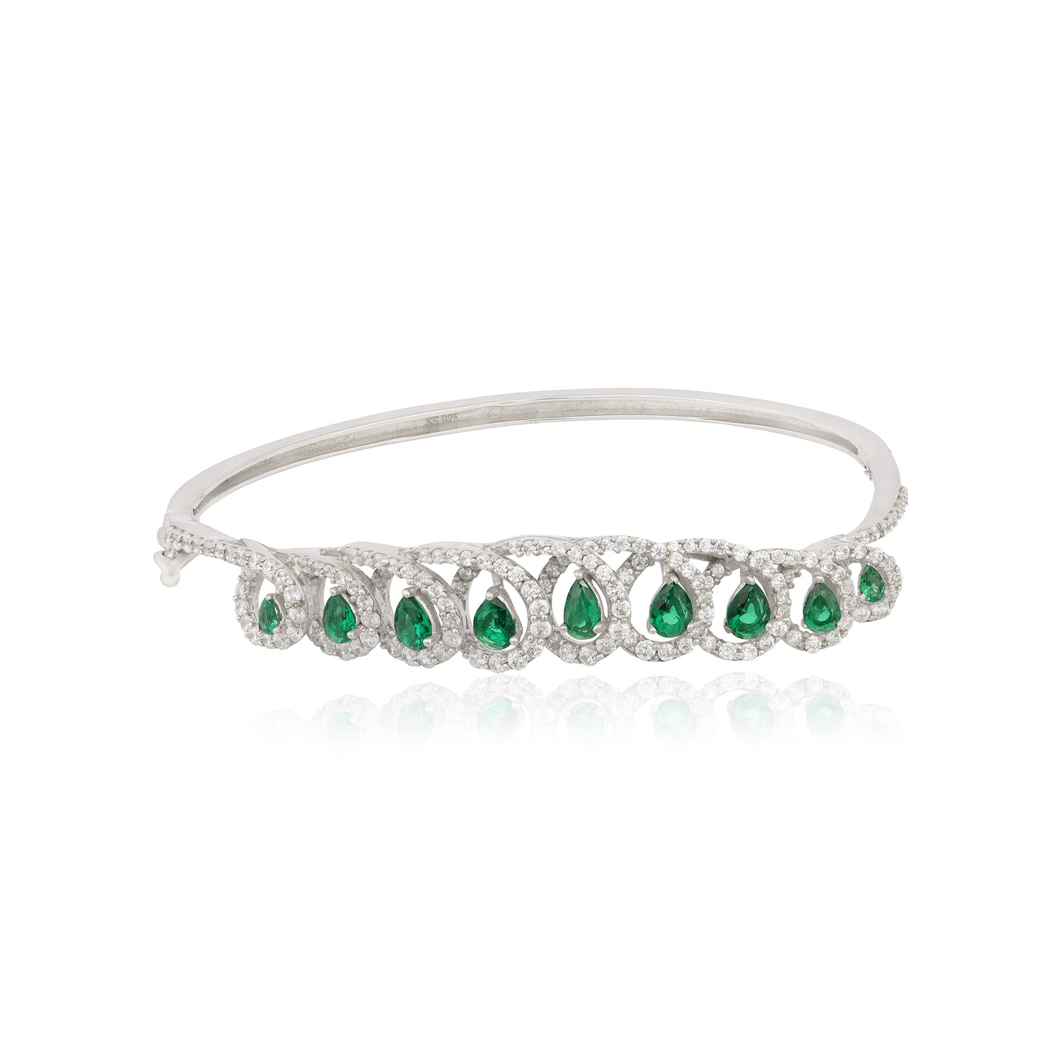 925 Exquisite Emerald Curly Loop Rhodium-Plated Kada
