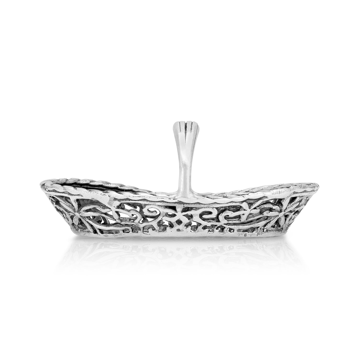 925 Floral Basket Sterling Silver Miniature