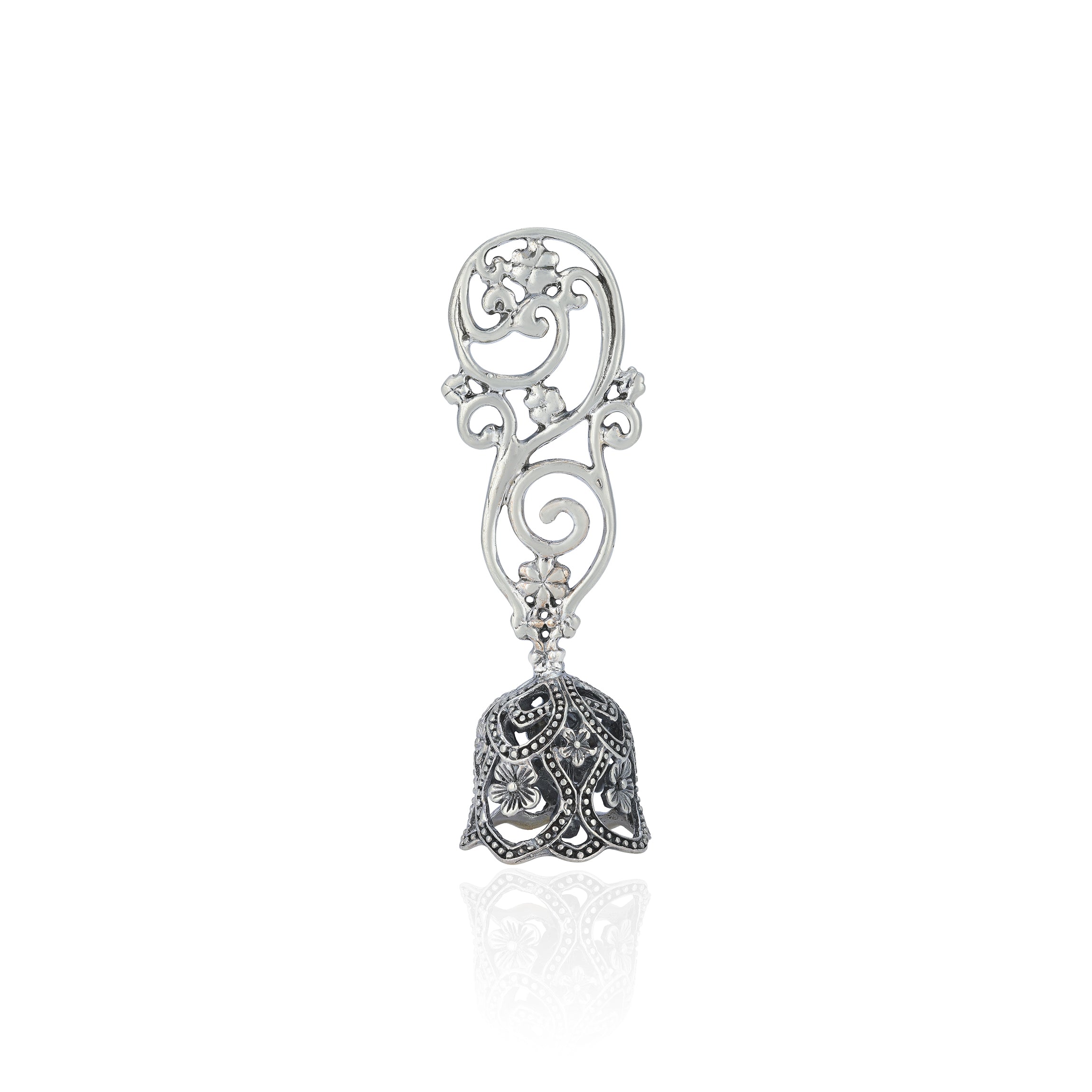 925 Floral Engraved Bell Sterling Silver Miniature
