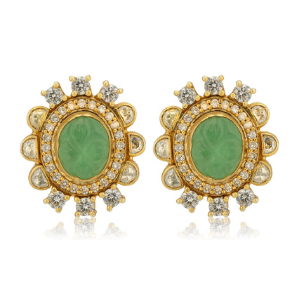 925 Floral Fluorite Sterling Silver Stud
