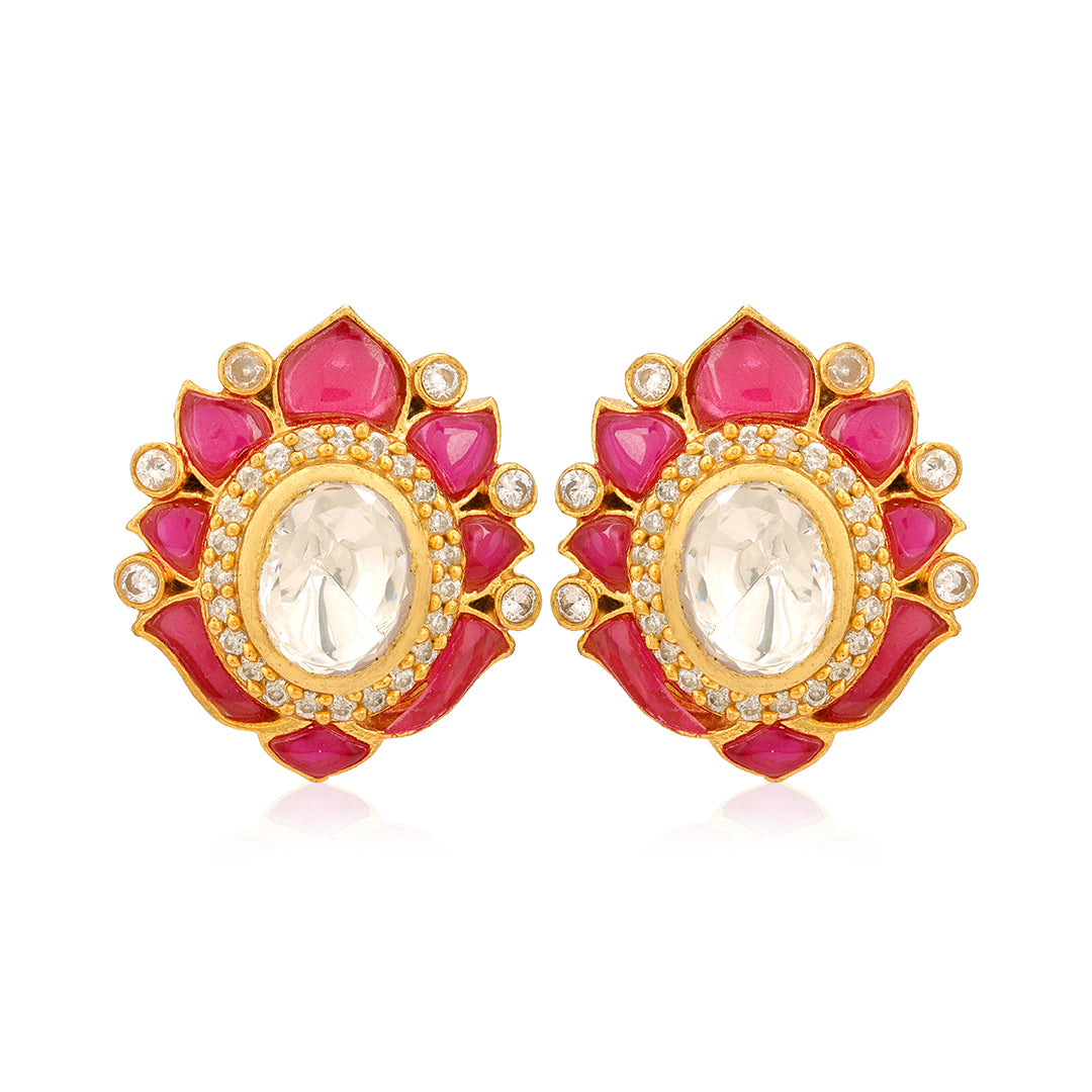 925 Floral Poliki gold plated Earrings