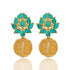 925 Floral Turquoise Gold Drop Sterling Silver Earring