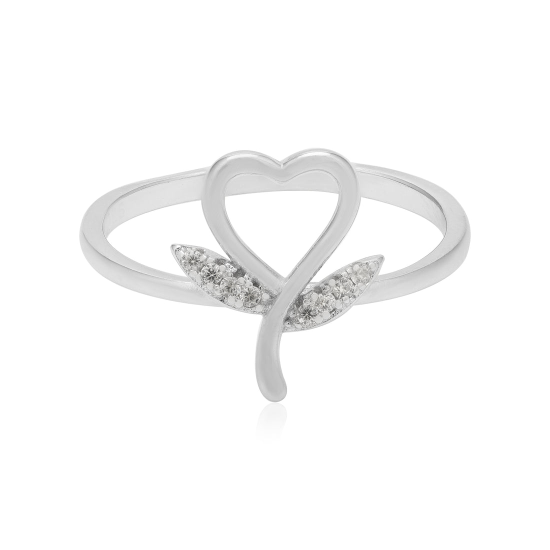 925 Flourshing Heart Rhodium Plated Leafy Ring