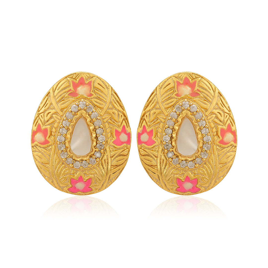 925 Glam Statement Gold Plated Silver Earrings