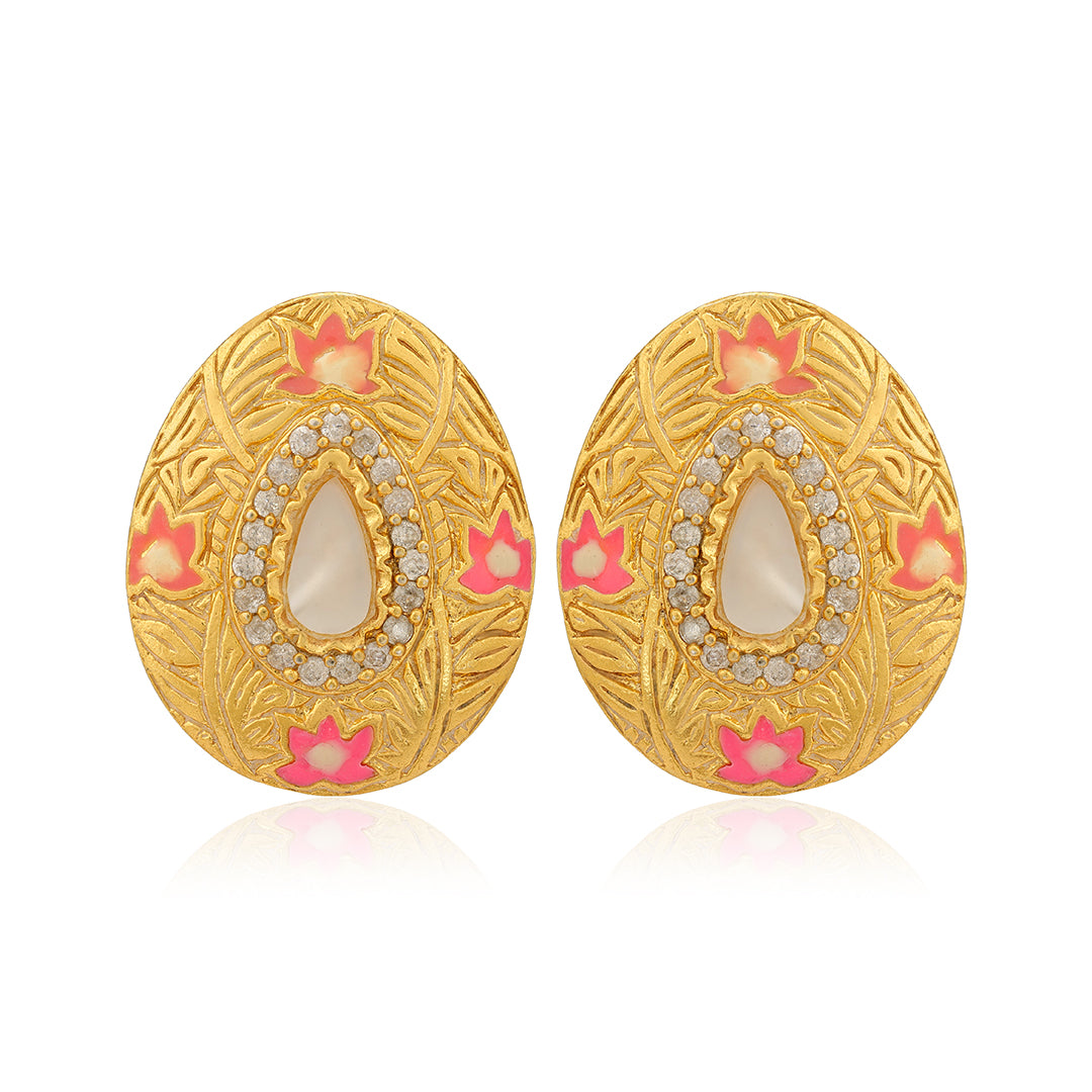 925 Glam Statement Gold Plated Silver Earrings