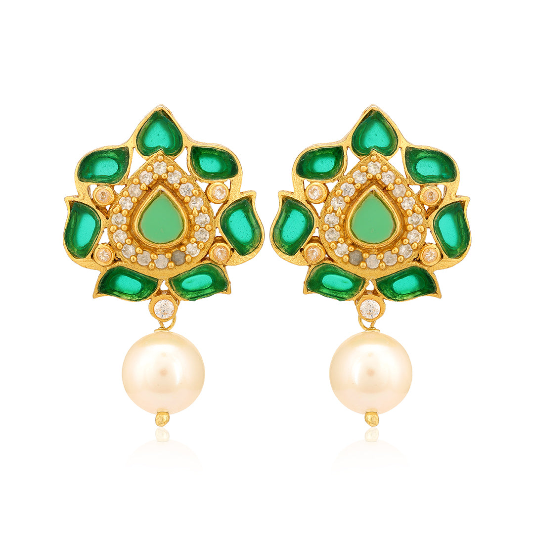 925 Glamorous Chandelier Green Silver Earrings