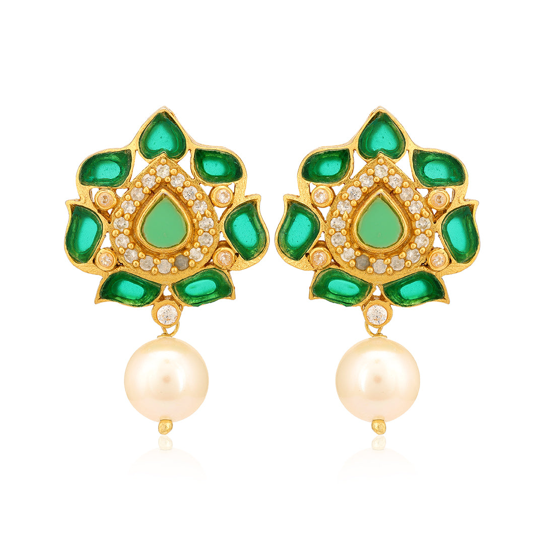 925 Glamorous Chandelier Green Silver Earrings