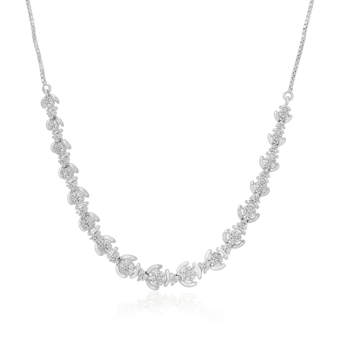 925 Glimmering Rhodium Plated Sparkle Necklace 
