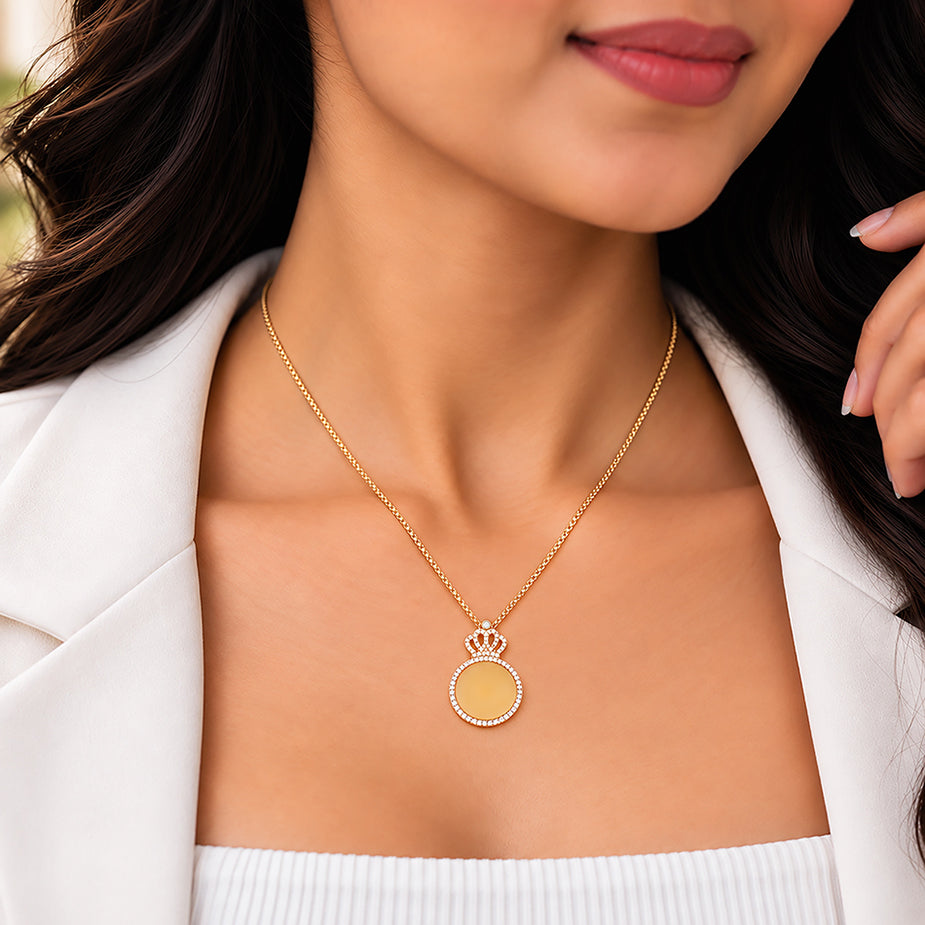 925 Gold Plated Crown Chain Pendant