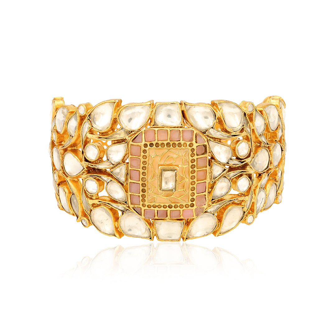 925 Gold Plated Ethnic Polki Kada