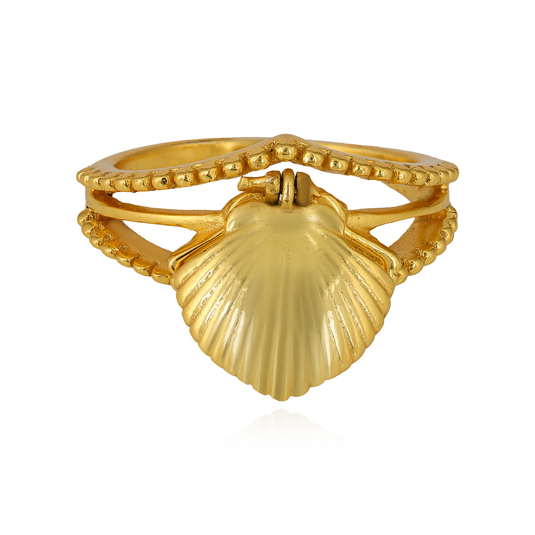 925 Gold Plated Golden SeaShell Ring