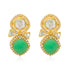 925 Gold Plated Green polki Stone Silver Earring