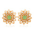 925 Gold Plated Luxury Green Polki Stone Floral Silver Earring