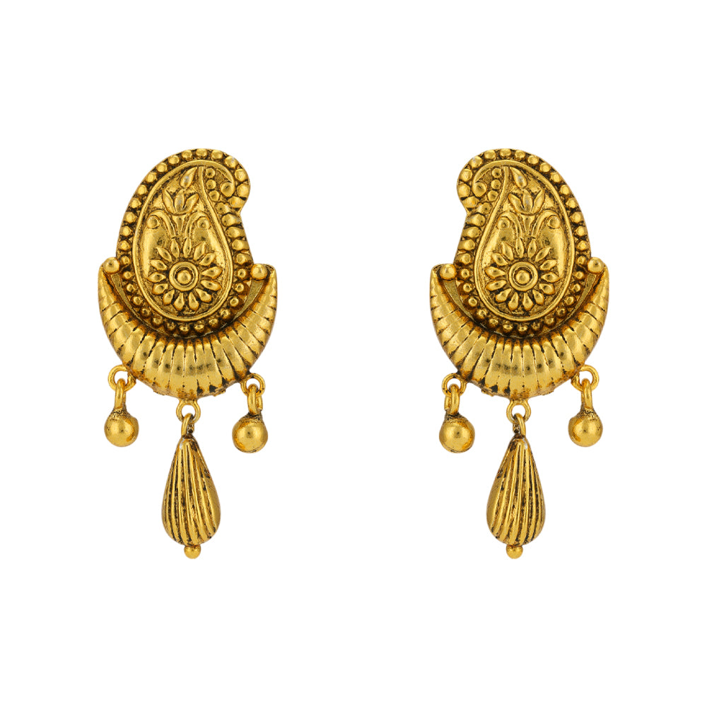 925 Gold Plated Manga Tear Drop Earrings