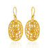 925 Gold Plated Oval Lace Dangle Silver Earring