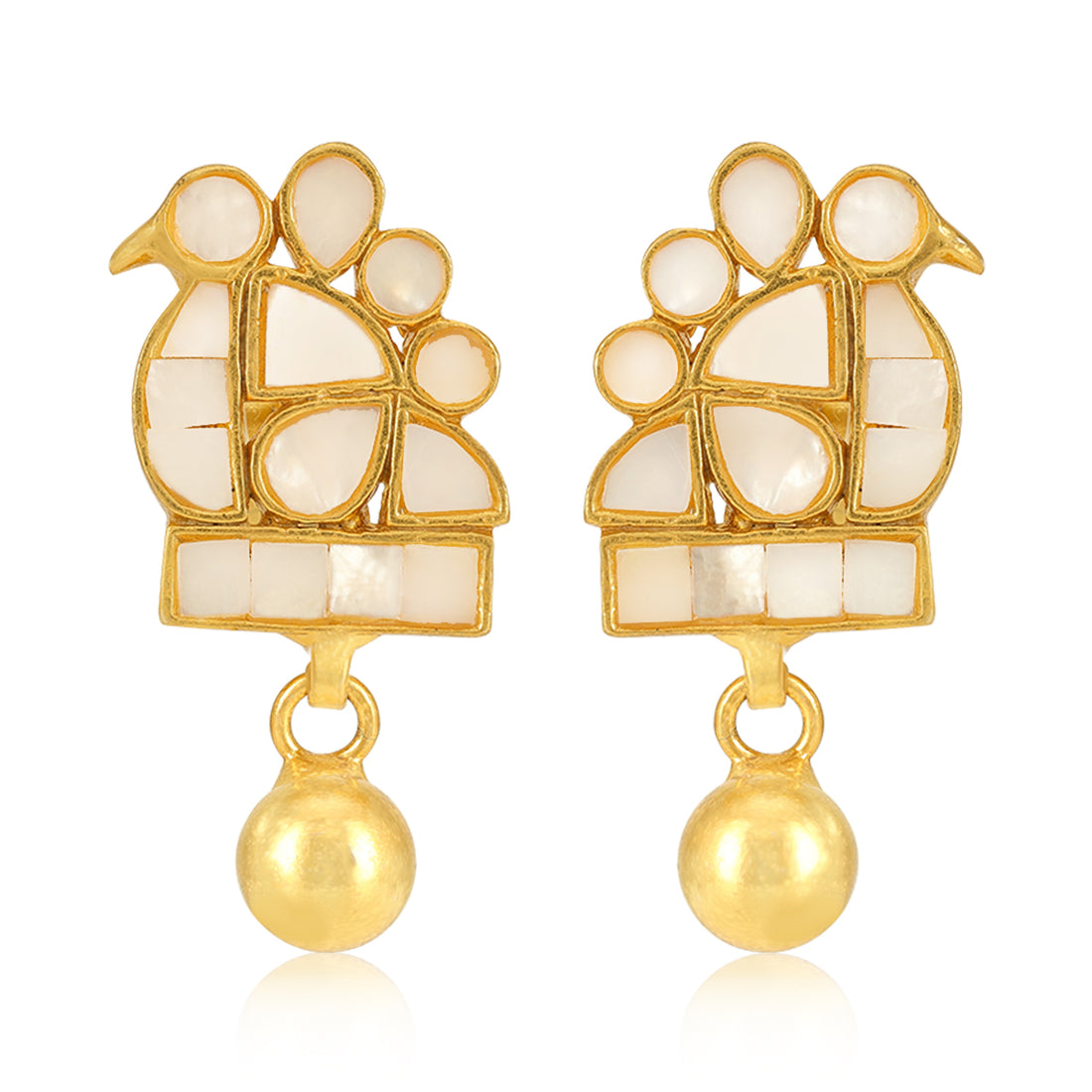 925 Gold Plated Peacock Motif  Gold Drop Silver Earring