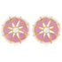 925 Gold Plated Pink Floral Pearl Stud Silver Earring