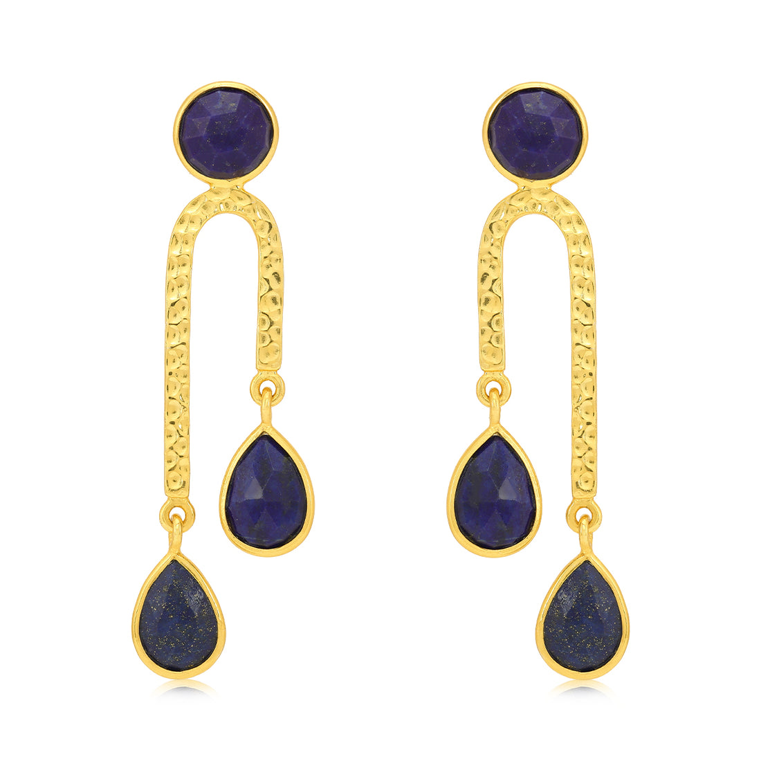 925 Gold Plated  Silver Long Drop Classic Earring