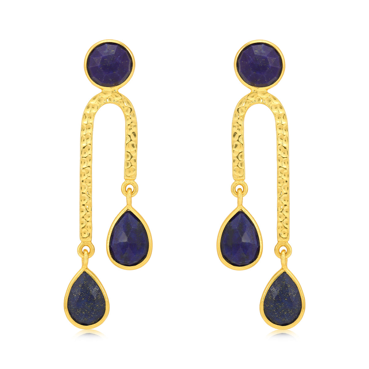 925 Gold Plated  Silver Long Drop Classic Earring
