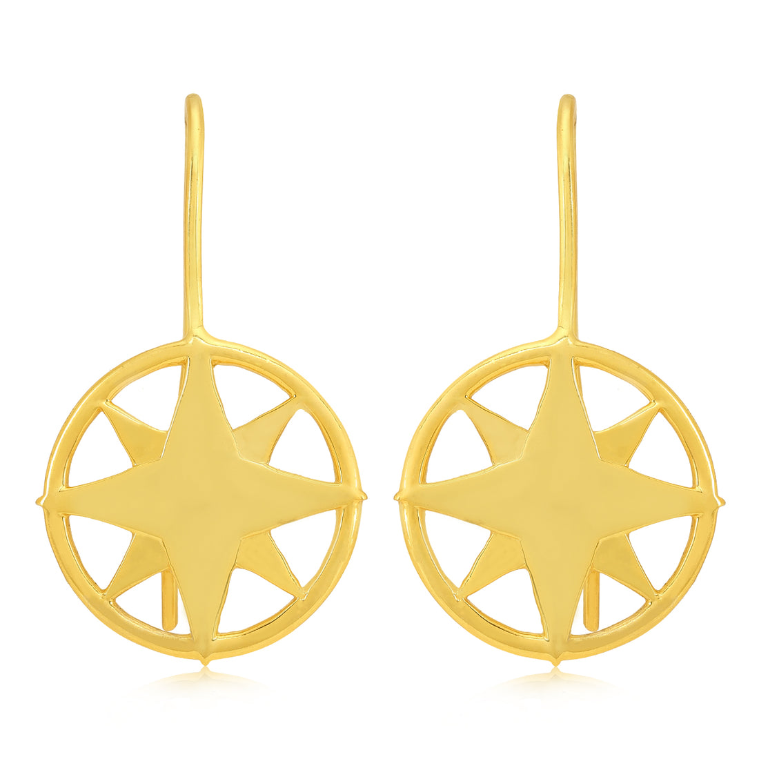 925  Gold Plated Sterling Silver Compass Earrings