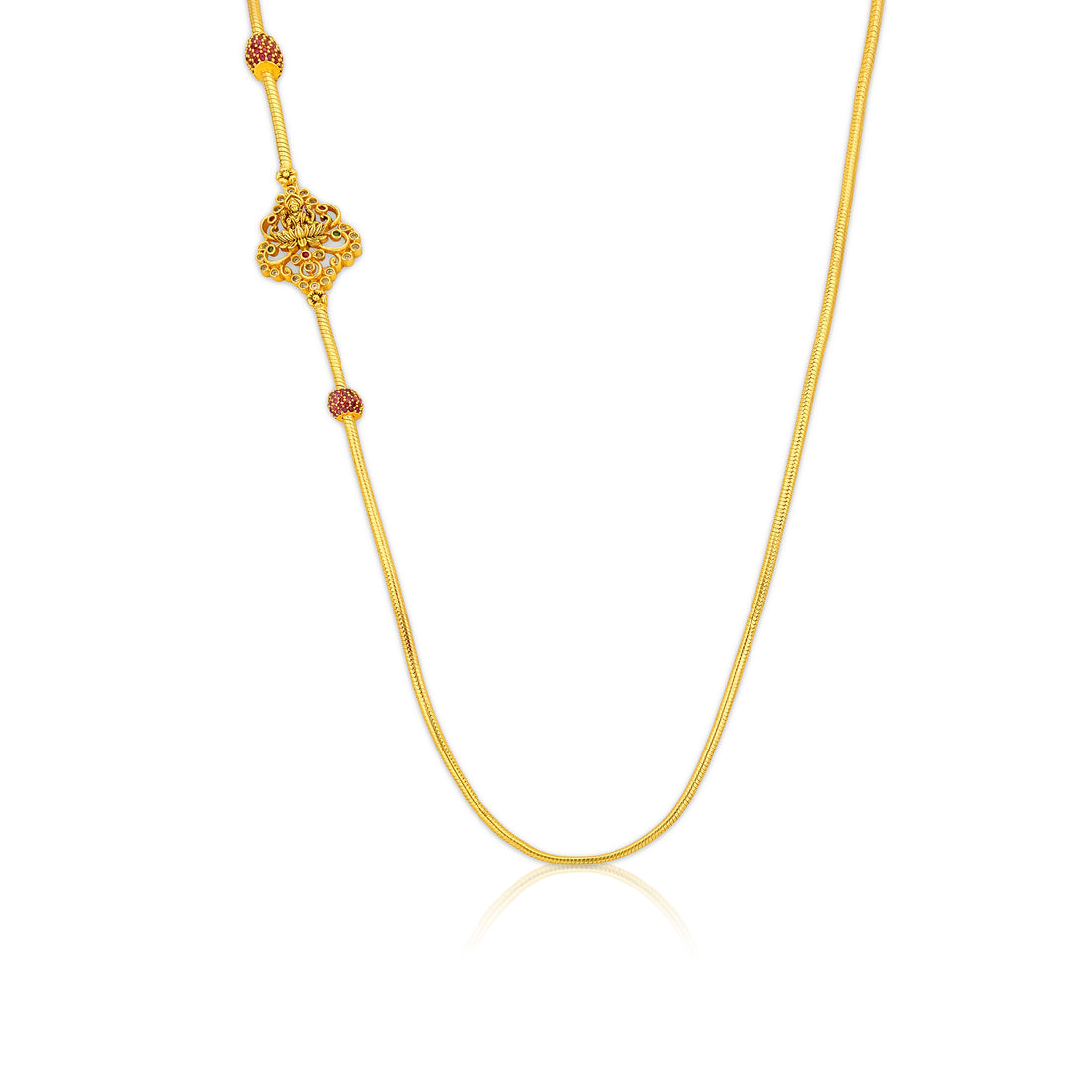 925 Gold Plated Traditional Balls Lakshmi Mugappu Chain For Women
