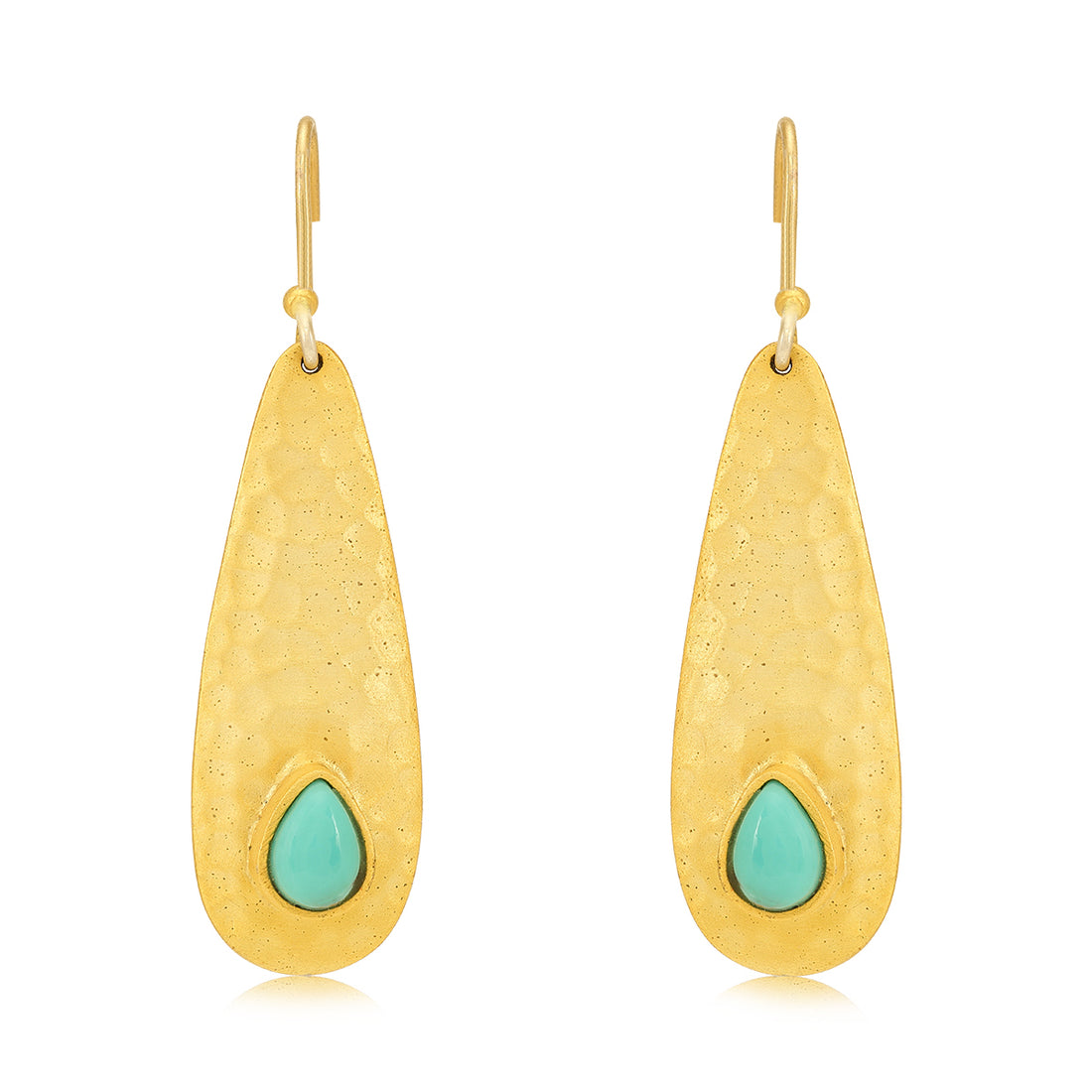 925 Gold Plated Turquoise Gemstone Dangle Silver Earrings