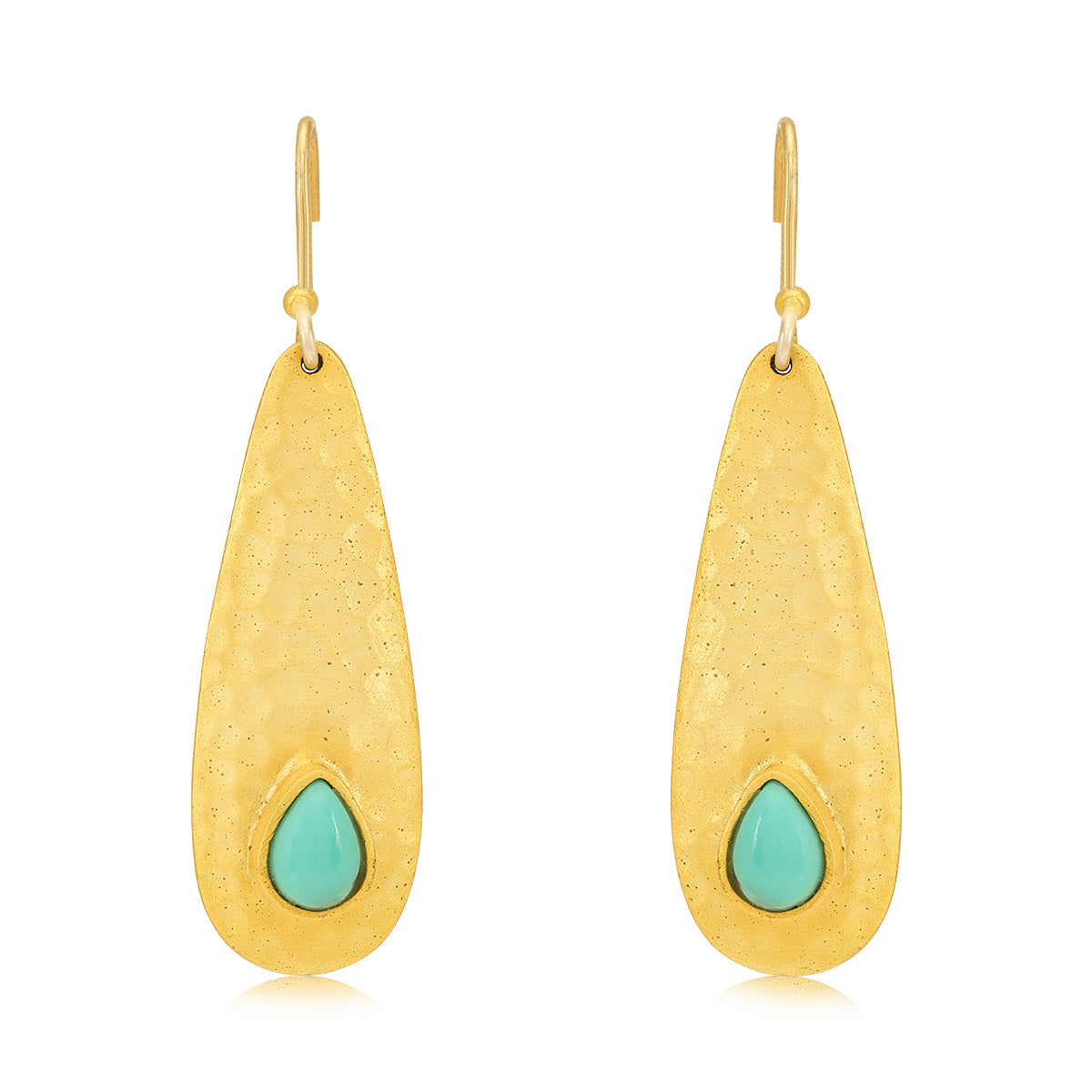925 Gold Plated Turquoise Gemstone Dangle Silver Earrings