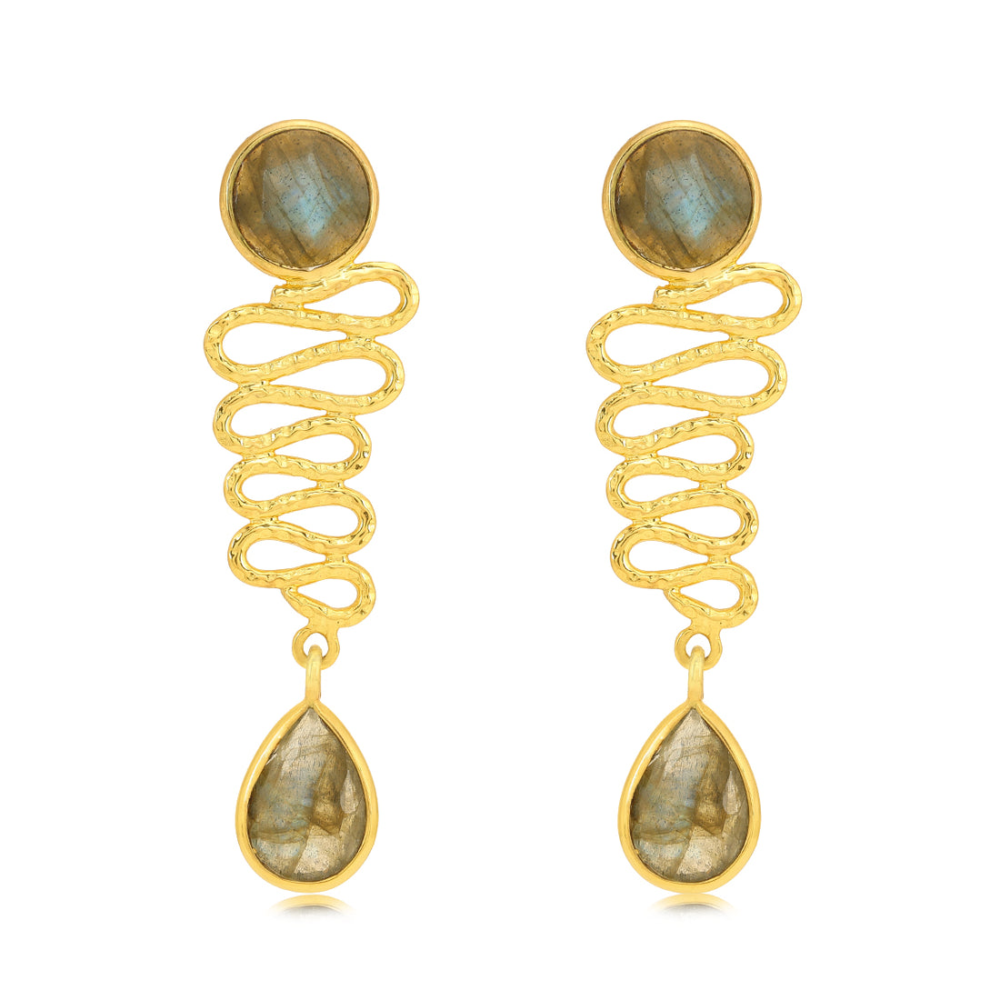 925 Gold Plated Zig Zag  Sterling Silver Earring