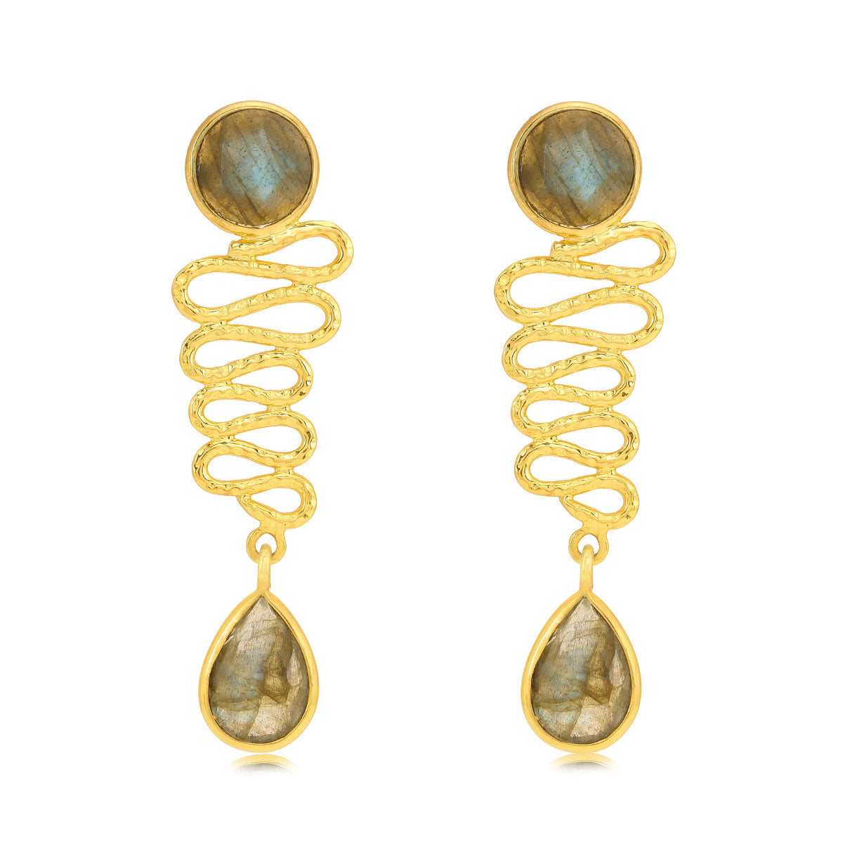 925 Gold Plated Zig Zag  Sterling Silver Earring
