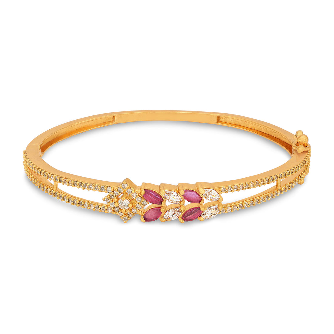 925 Gold Plated floral Marquise Shaped Kada For Women