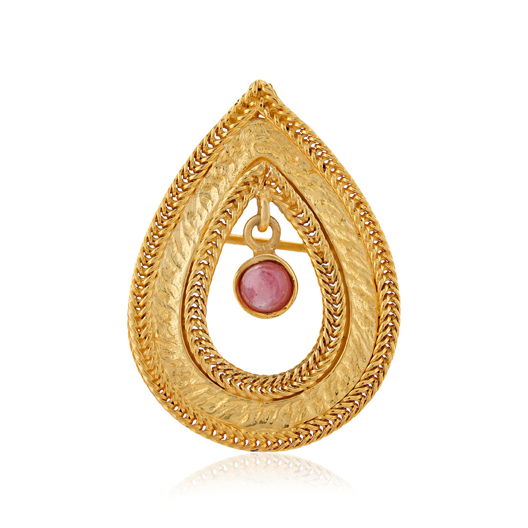 925 Golden Pear Sterling Silver Saree Pin