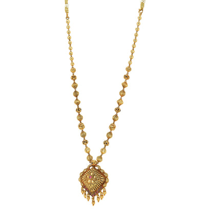 Golden Radiance Diamond Shaped Pendant with Beaded Drop Haram