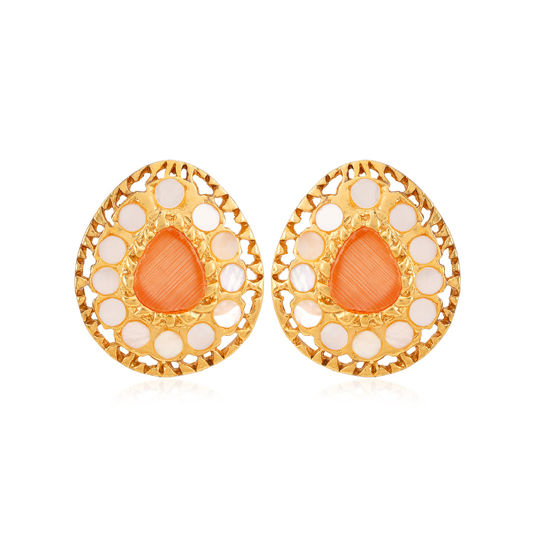 925 Golden Teardrop  Sterling Silver Stud