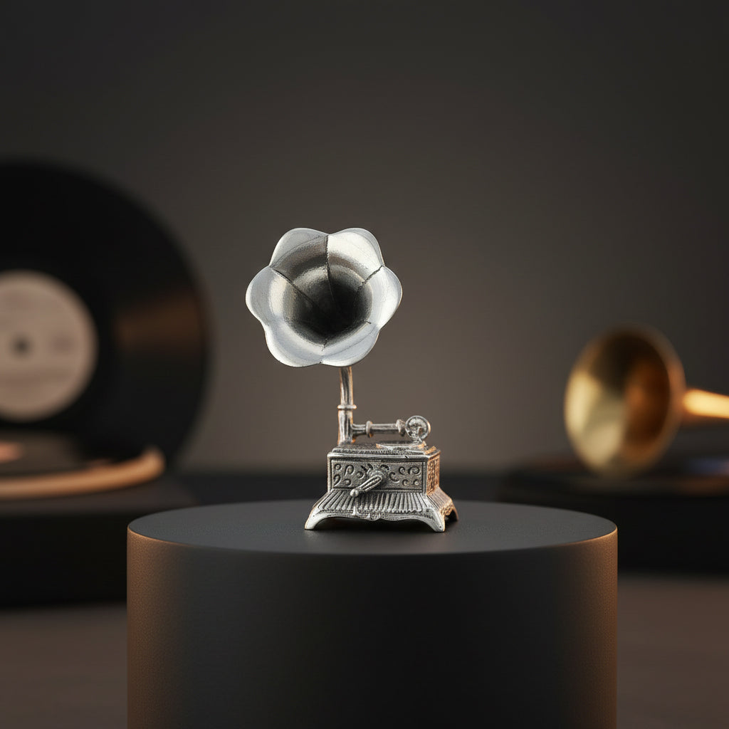 925 Gramophone Retro Sterling Silver Miniature