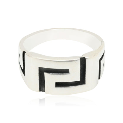 925 Greek Key Pattern Sterling Silver Ring